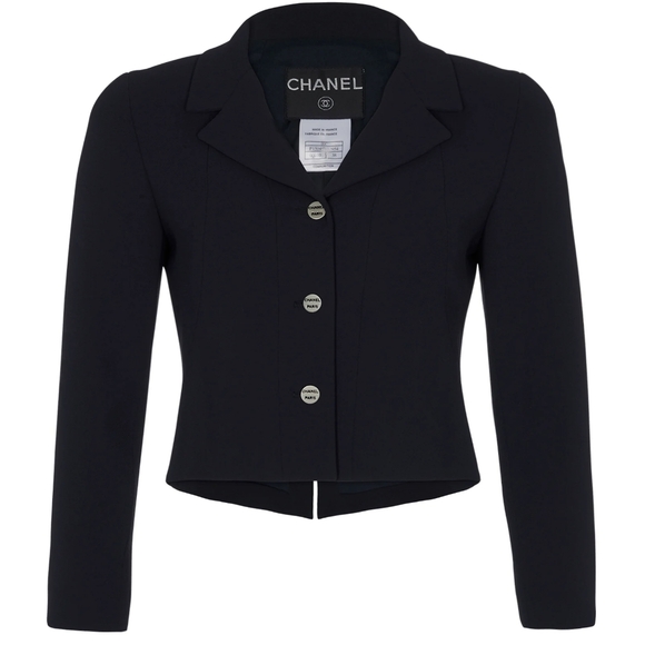 CHANEL 2000 Black Crop Jacket Blazer Size 38 - Picture 1 of 15